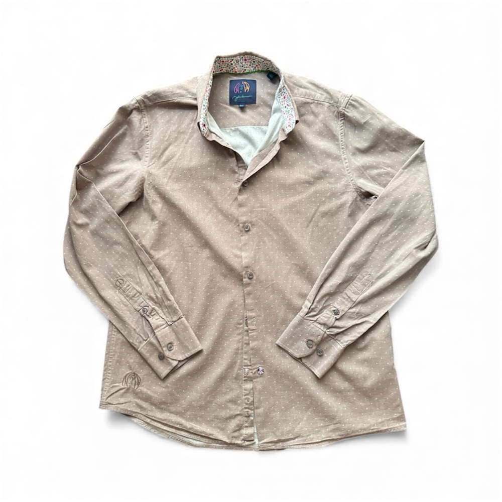 John Lennon Beige and white polka dot Button-Up Shirt
